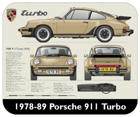 Porsche 911 Turbo 1978-89 Place Mat, Small